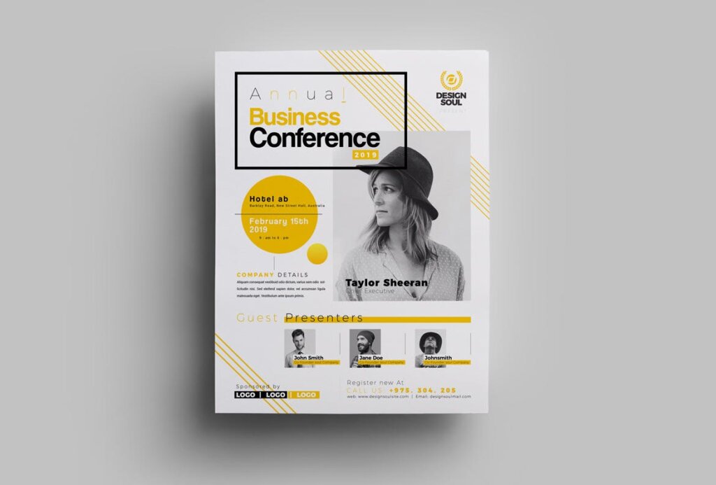 简约设计商务会议传单海报模板素材下载Business Conference Flyer DQDLV6插图1