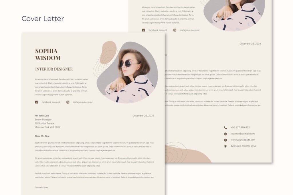 女性化创意简约简历模版素材下载CV Resume Interior Design插图1
