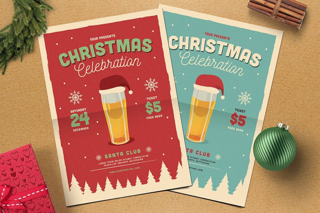 圣诞节啤酒派对宣传单海报传单模版素材下载LML7HG插图1