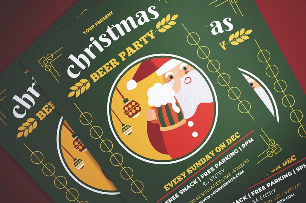 圣诞啤酒派对传单海报模板素材下载HBMB015插图1
