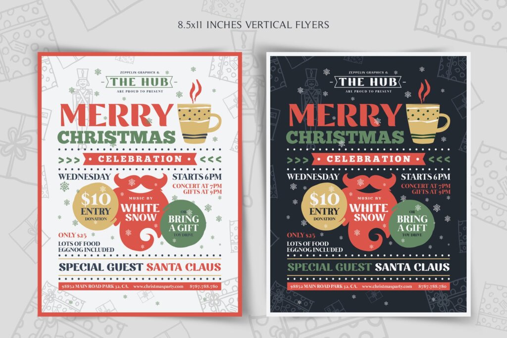 平安夜圣诞节活动派对传单海报模板素材下载Christmas Flyer Template Vol.1插图1