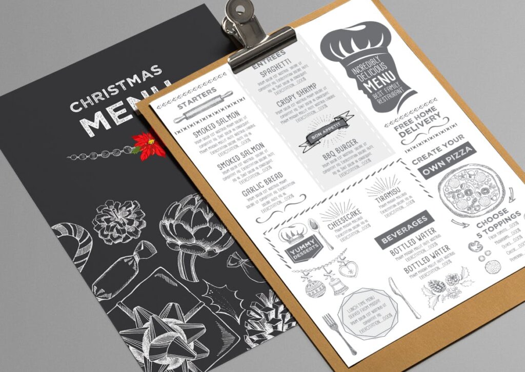 圣诞菜单餐厅模板/圣诞节活动排队传单印刷品模版素材下载2RBA2H插图1