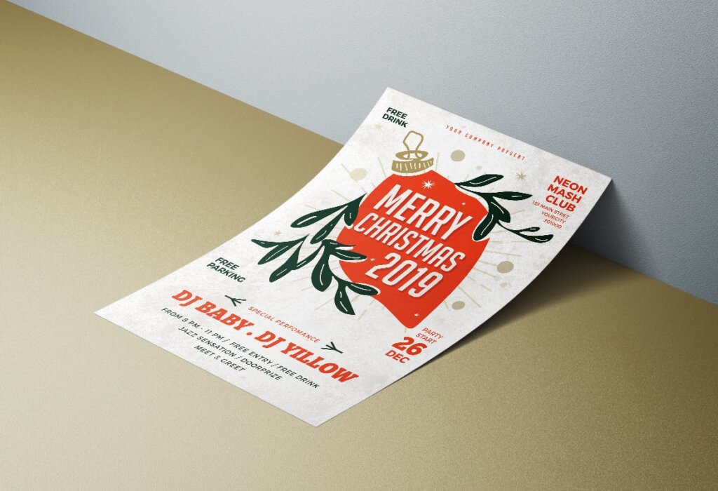 简约文艺圣诞晚会宣传单海报传单模板素材下载HBMB010插图1