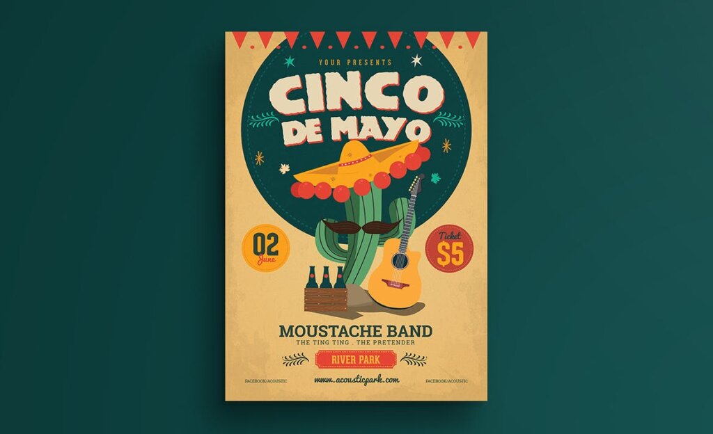 吉他音乐爱好者聚会传单模版素材下载Cinco De mayo flyer NC7PHH插图1