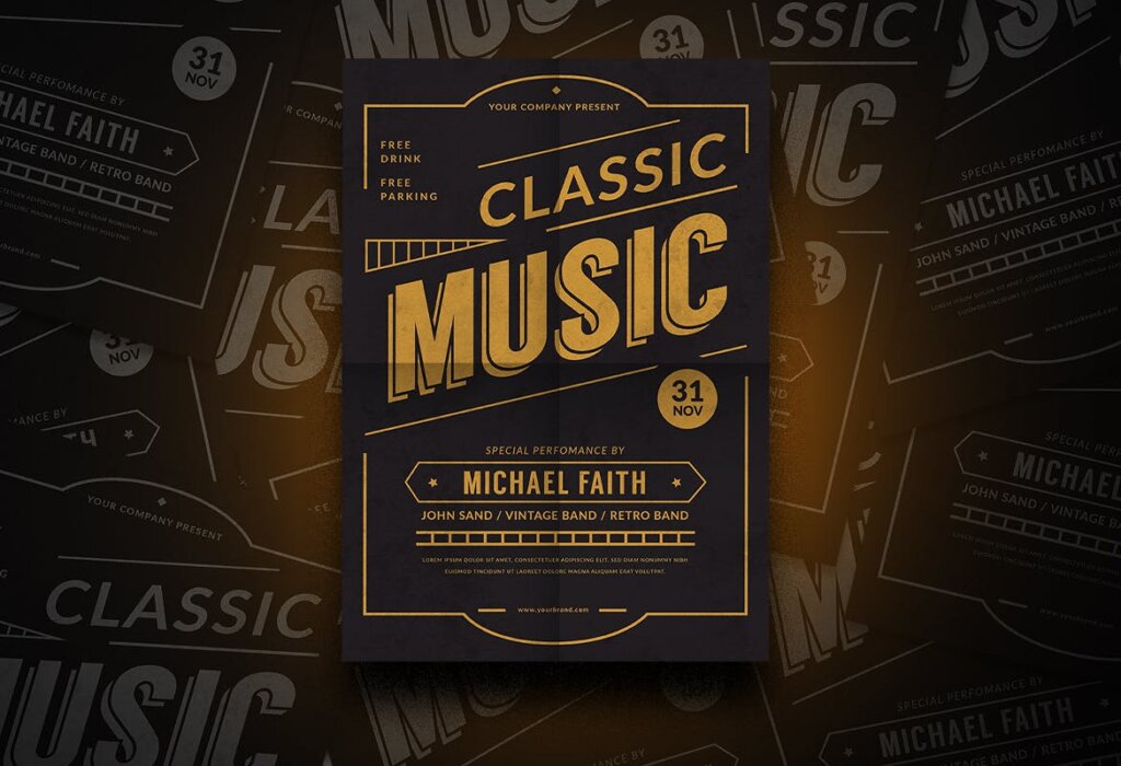 古典音乐传单海报模板素材下载Classic Music Flyer E3VU6L插图1