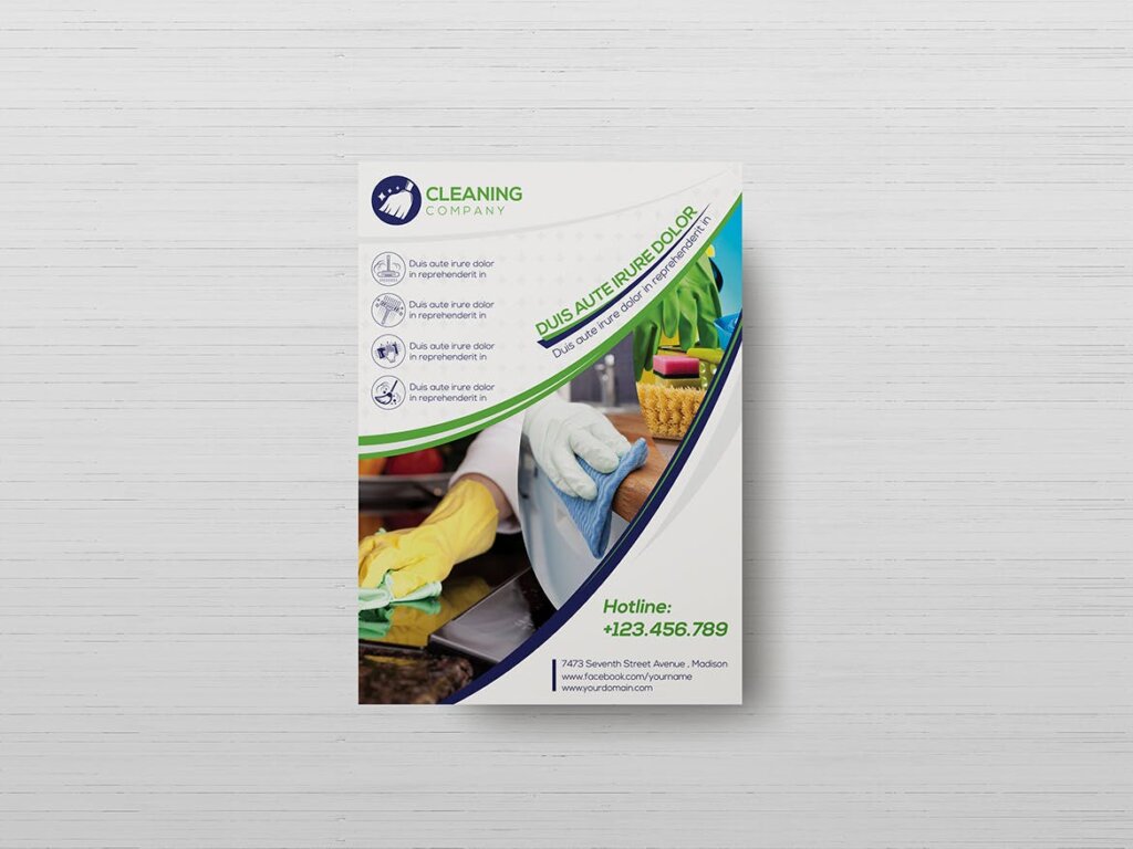 农副产品绿色有机食品海报传单模板素材下载Cleaning Company Flyer Template插图1