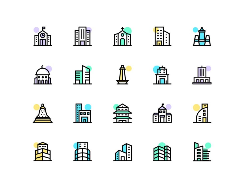 创意线性建筑系列图标素材下载Creative Building icon 1.1插图1