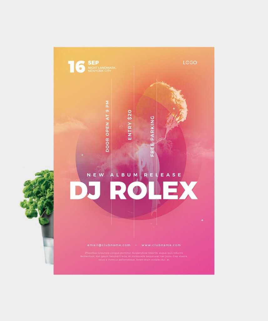 精致网格版式DJ音乐会传单海报传单DJ Concert Flyer PVW8NU插图1
