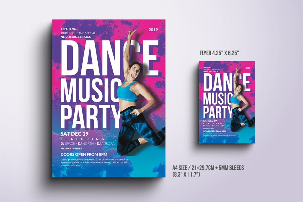 瑜伽健身舞蹈活动海报传单海报模板素材下载Dance Party Flyer & Poster YAZNY2插图1