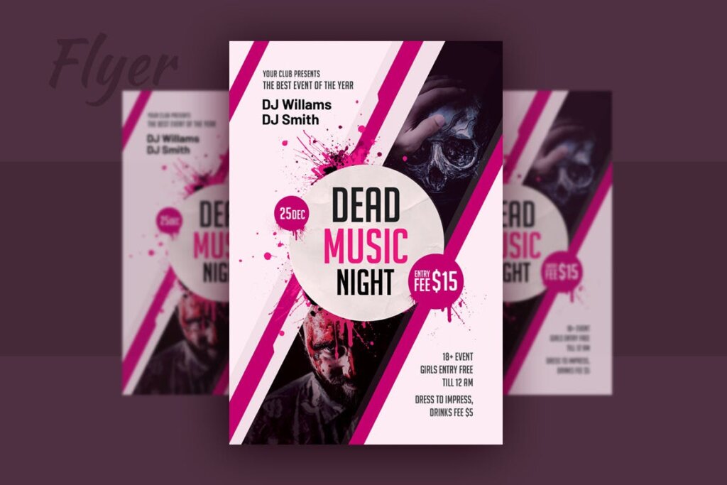 音乐传单恐怖聚会传单模板素材下载Dead Music Flyer Horror Party Flyer Template插图1