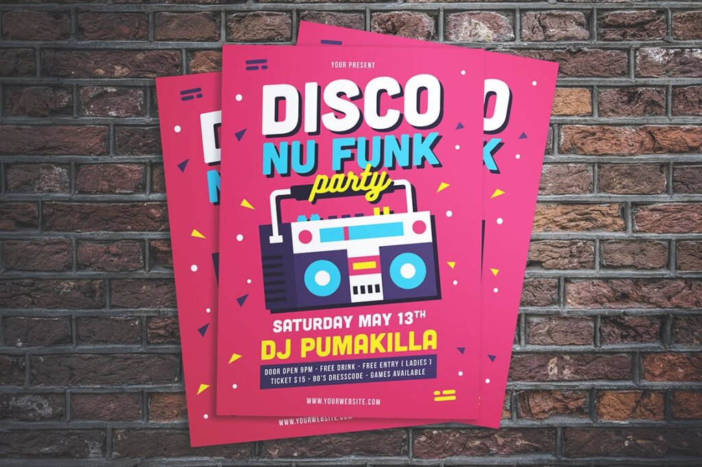 迪斯科音乐派对活动传单海报模板素材Disco Nu Funk Party Flyer插图1
