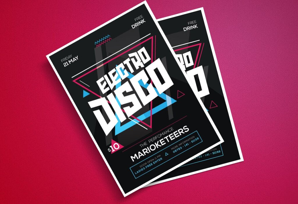 电子摇滚音乐活动派对传单模板素材下载Electro Disco Flyer XM4G2D插图1