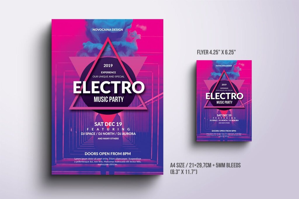 文艺舞蹈/音乐活动派对传单海报模板素材下载Electro Music Party Poster & Flyer WL54YM插图1