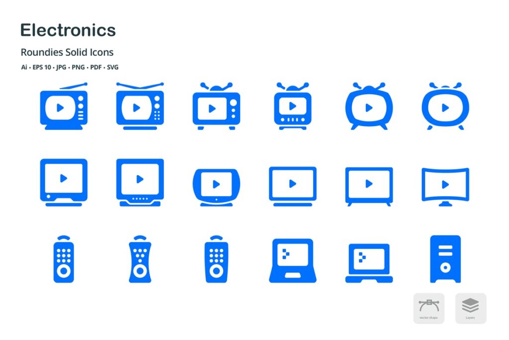 电子设备剪影系列图标源文件下载Electronics Roundies Solid Glyph Icons插图1