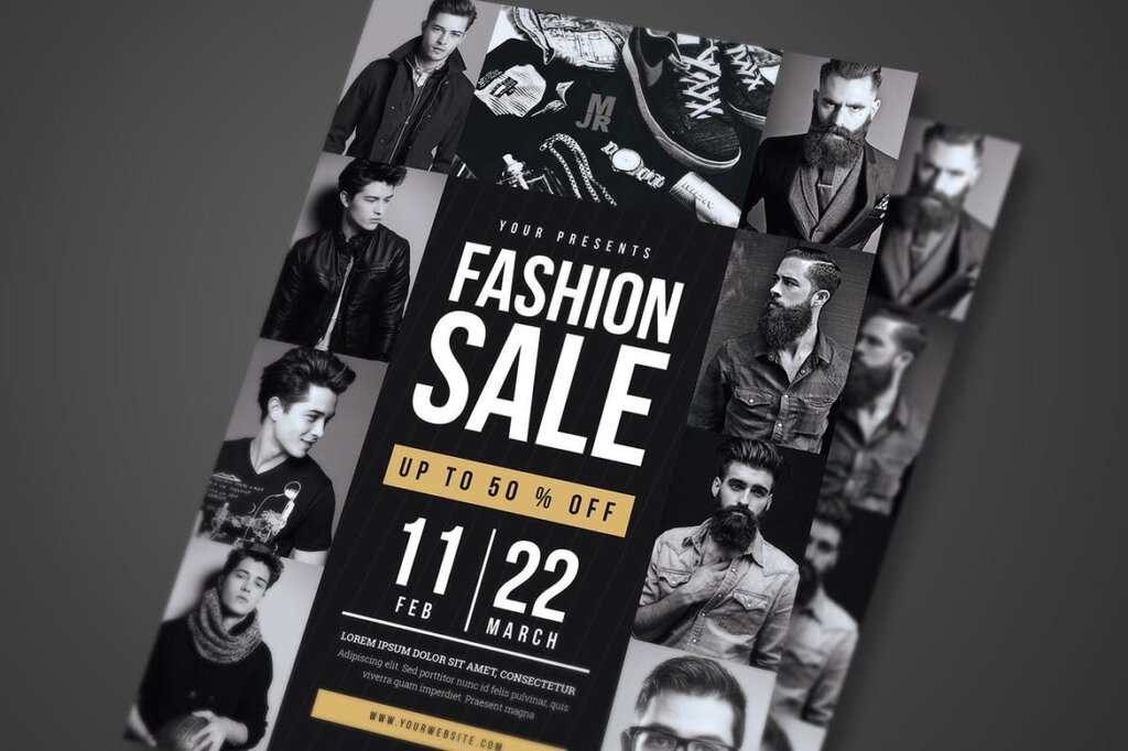 时尚男性服装销售传单模板素材下载Fashion Sale Flyer插图1