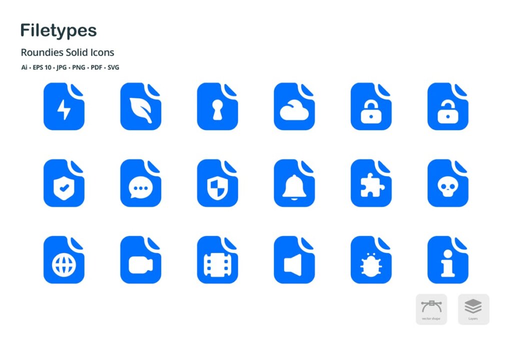 办公文档系列图标剪影图标文件下载File Types Roundies Solid Glyph Icons插图1