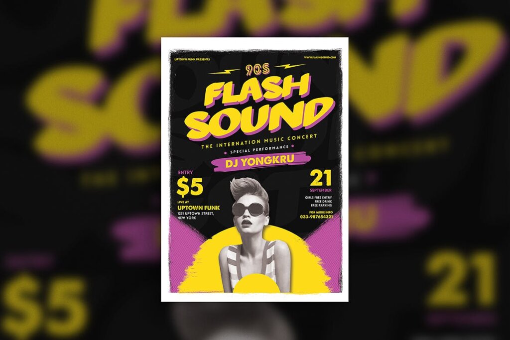 时尚音乐派对音乐传单海报模板Flash Sound Music Party Flyer插图1