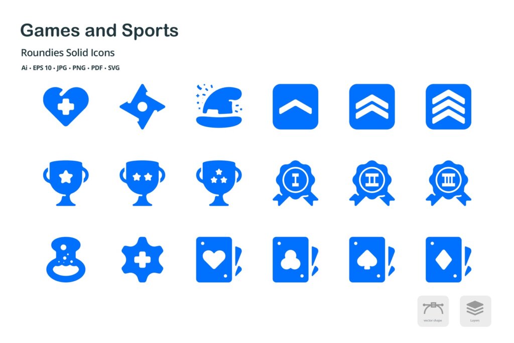 游戏和运动创意系列图标源文件下载Games and Sports Roundies Solid Glyph Icons插图1