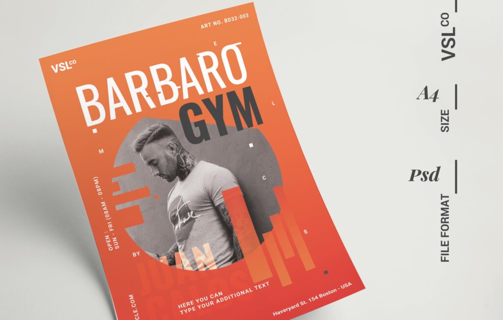 简约健身房活动派对传单海报模板素材下载EFRBAS插图1