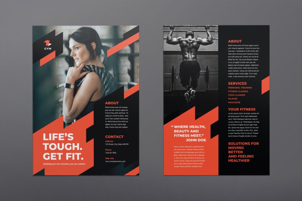 健身瑜伽俱乐部活动海报传单模版素材下载Gym Training Flyer插图1