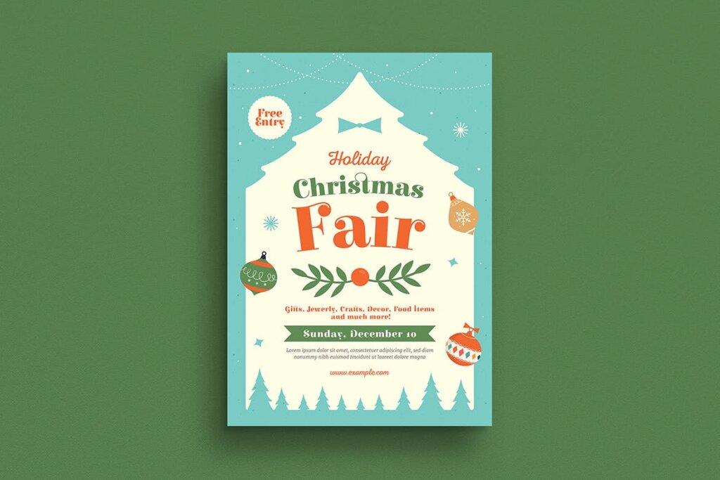 假日活动传单海报模版素材Holiday Christmas Fair Flyer插图1