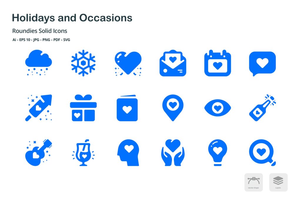 节日圣诞节场合剪影图标源文件下载Holidays and Occasions Roundies Solid Glyph Icons插图1