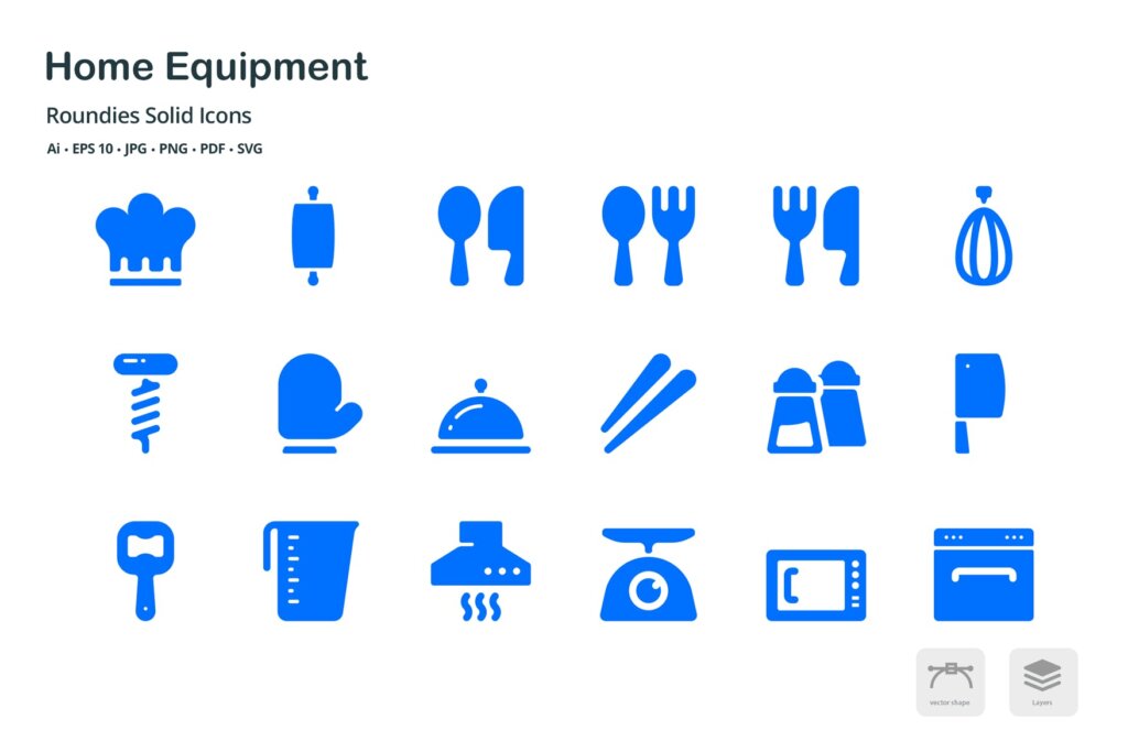 智能家庭设备希系列图标源文件图标素材下载Equipment Roundies Solid Glyph Icons插图1