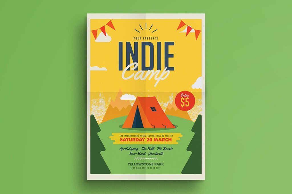 独立营海报宣传单素材模板Indie Camp flyer T2WET2插图1