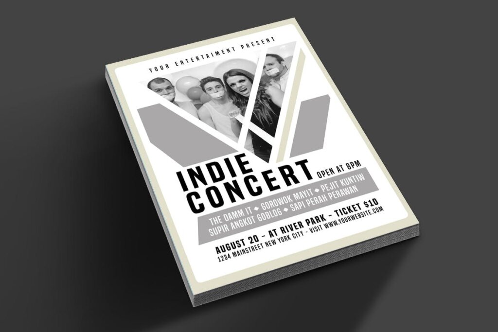 几何纹理拼图创意版式海报模板素材下载Indie Concert插图1