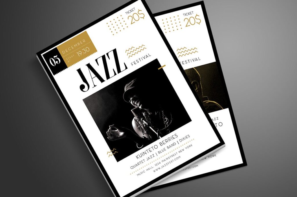 爵士乐海报宣传单素材模板Jazz Flyer BUW2GE插图1