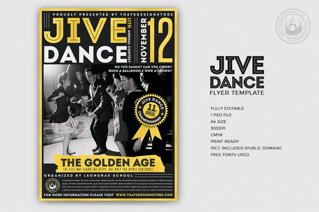 舞蹈演唱会传单海报模板素材Jive Dance Flyer Template插图1