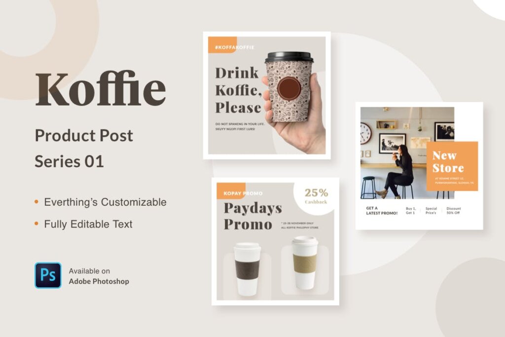 咖啡品牌web端模板素材Koffie Product Series 01插图1