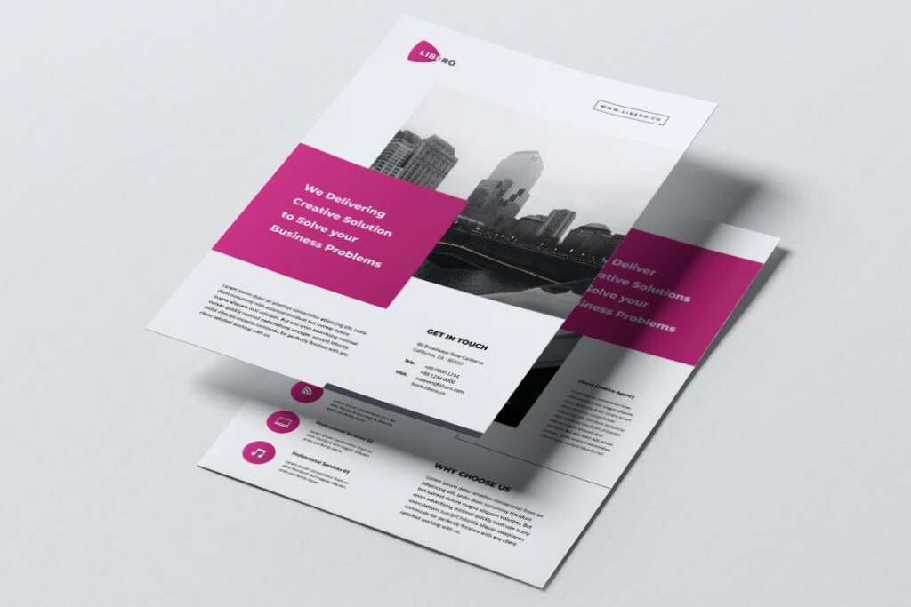 自由创意机构传单和名片模板素材下载LIBERO Creative Agency Flyer Business Card插图1