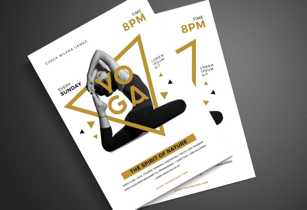 高端几何设计风格瑜伽舞蹈海报传单模板素材Luxury Yoga Flyer插图1