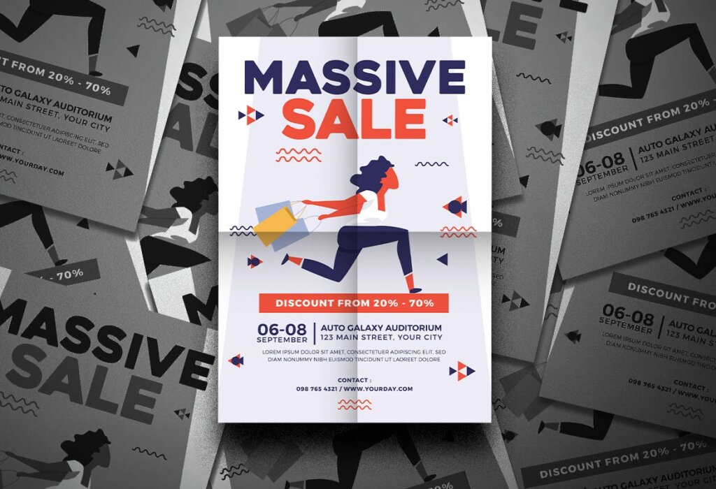 抢购活动销售传单海报模板素材下载Massive Sale Flyer插图1
