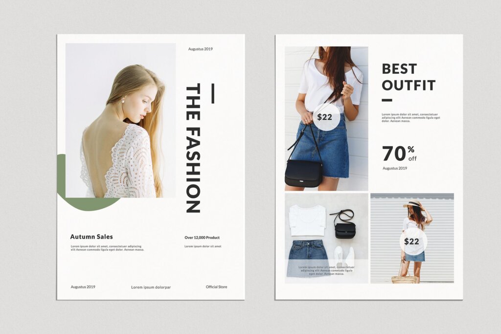 时尚创意时尚服装传单海报模板素材Minimal Fashion Flyer Template插图1