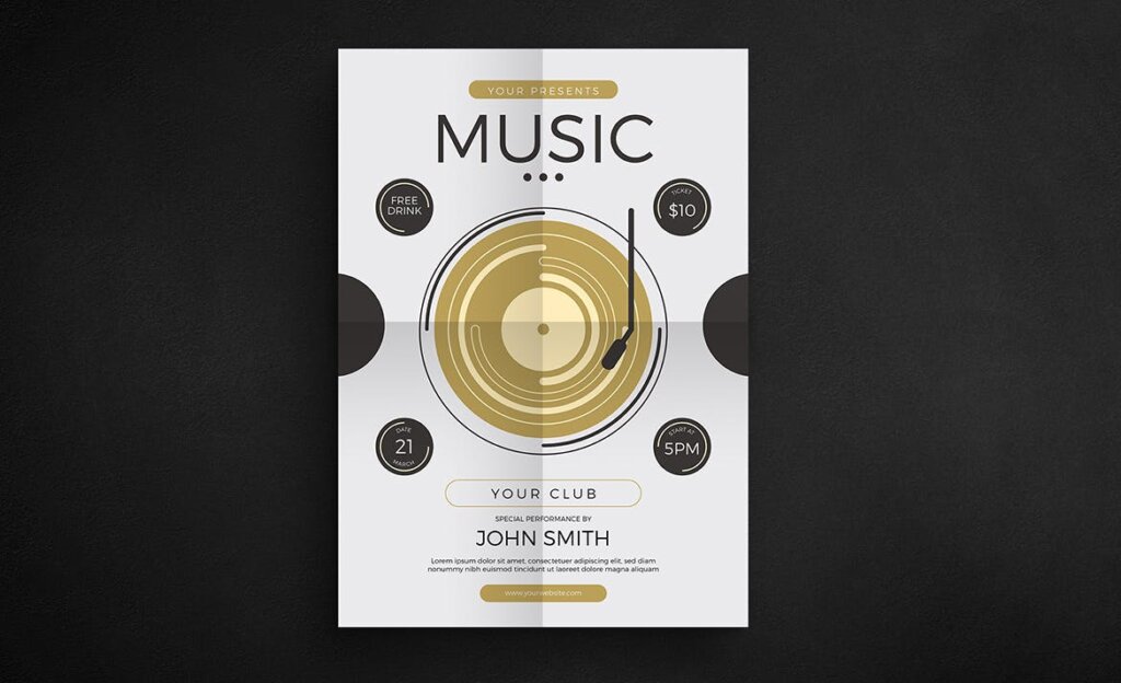 简约高端文艺爵士乐音乐会传单海报模板素材下载minimalis Music Event Flyer 设计口袋