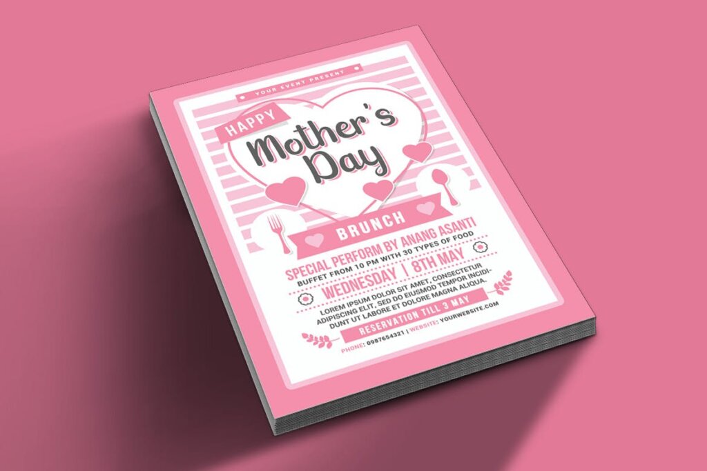 母亲节感恩活动海报传单模版素材QHR62F3插图1