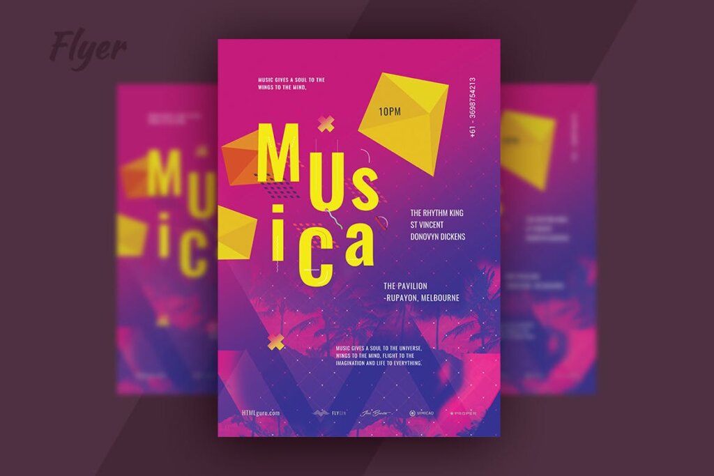 音乐派对传单海报模板Musica Pavilion Party Flyer Poster Template插图1