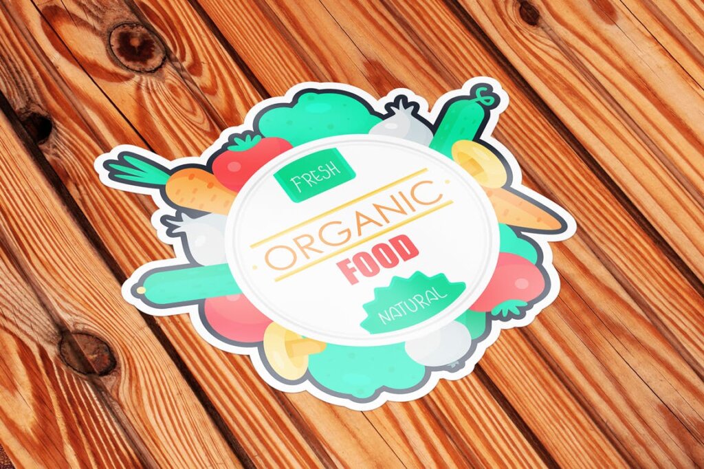 餐饮健康食品装饰图案花纹素材模版下载Organic Food Stickers插图1