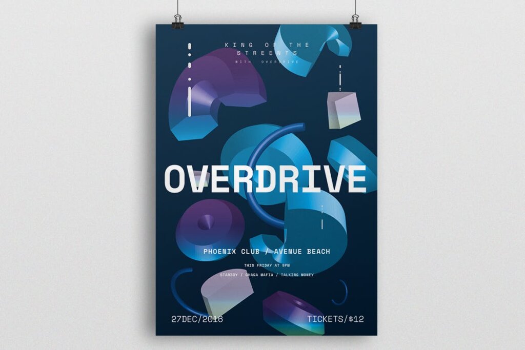 2.5D插图风格传单海报模板素材下载Overdrive Poster Flyer D6B33G插图1