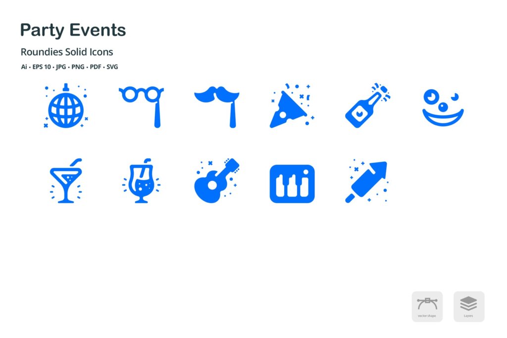 聚会活动场景系列图标源文件下素材下载 Events Roundies Solid Glyph Icons插图1