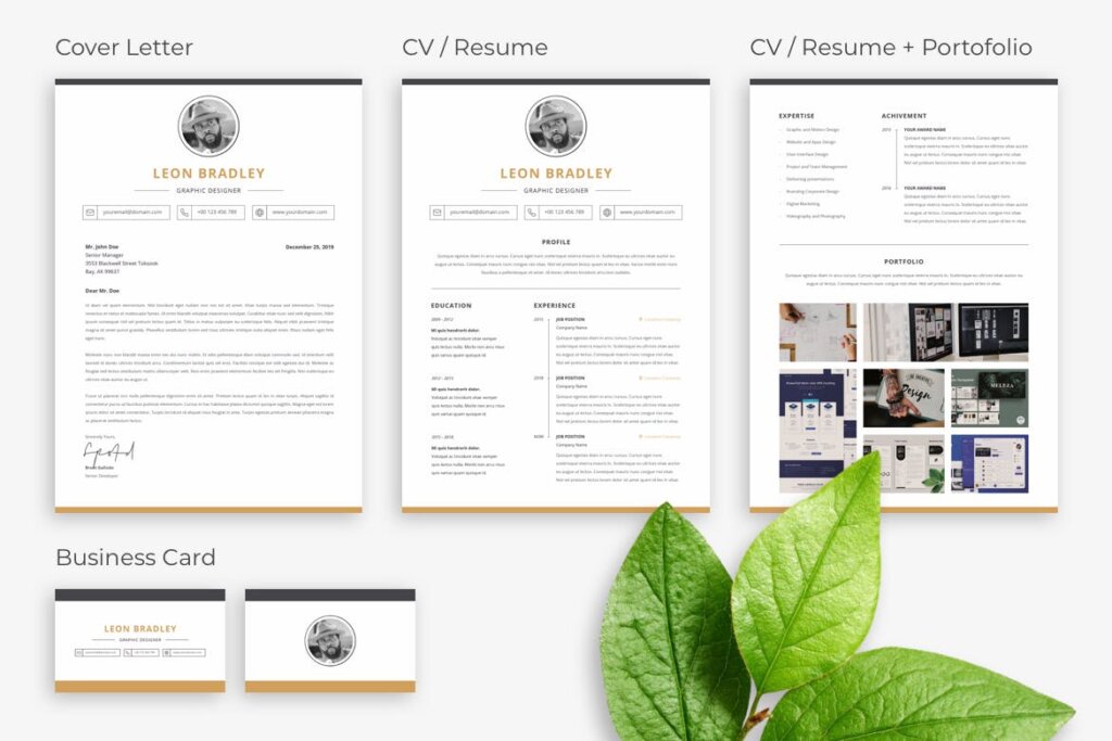 专业创意商务个人简历模版素材Professional Business Clean Resume CV Set Hirezy插图1