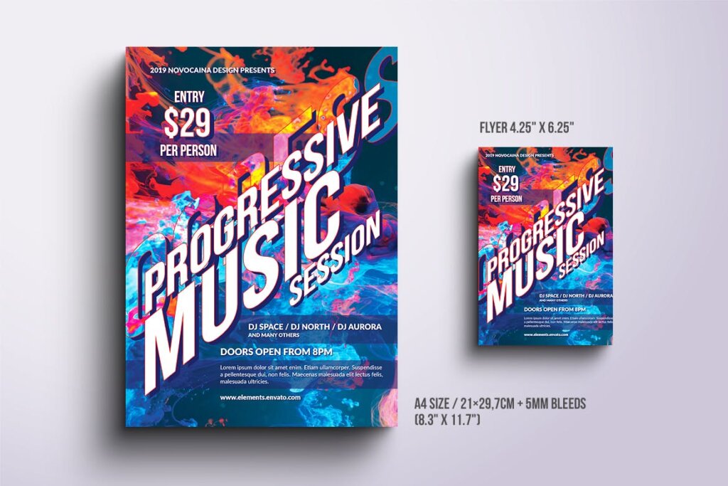 创意版式舞蹈/音乐活动海报传单模板素材下载Progressive Music Flyer & Poster X8G5782插图1