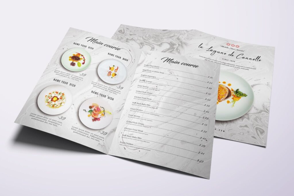 简约文艺美食餐厅食品菜单模板素材下载Restaurant Bifold A4 US Letter Minimal Food Menu插图1