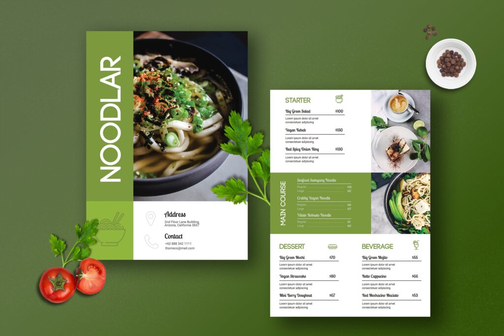 绿色自然风咖啡馆餐厅菜单/酒店菜单模板素材下载BR3N4UL插图1