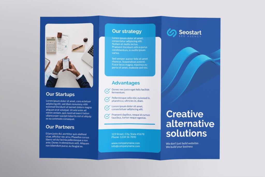 企业策划案传单海报模板素材下载SEO Agency Brochure Trifold插图1