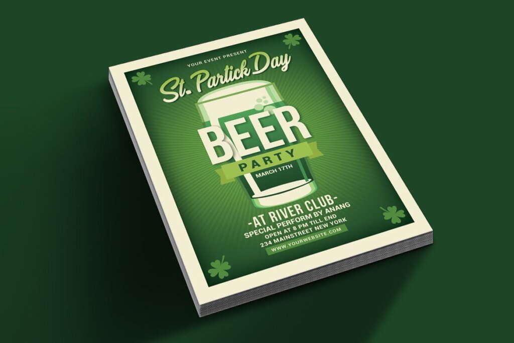 啤酒户外派对传单海报模版素材下载Saint Patrick Day Beer Party插图1