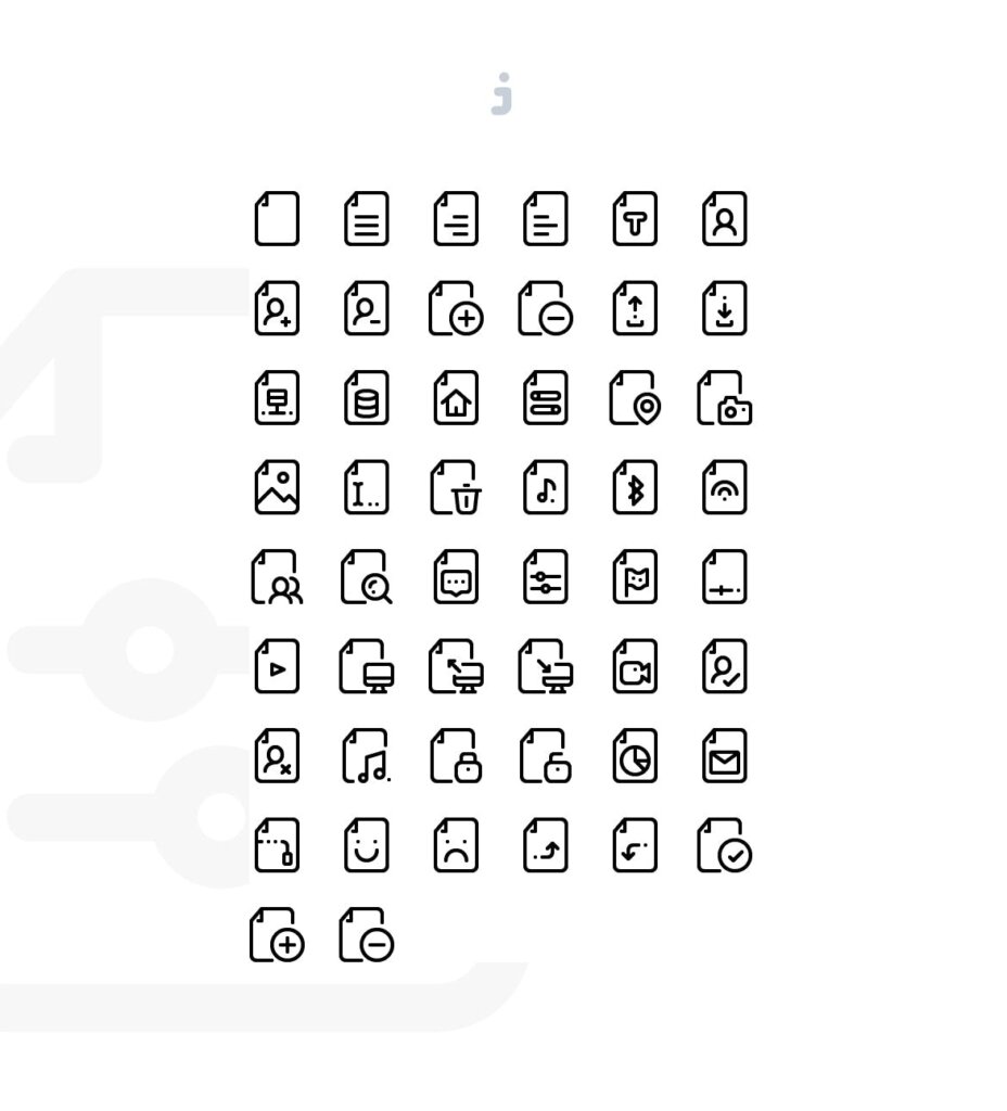 50个文件和文件线性图标文件下载Smoothline 50 File and Document icon set插图1