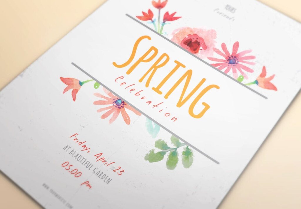 春天庆祝传单海报模式素材下载Spring Celebration Flyer插图1